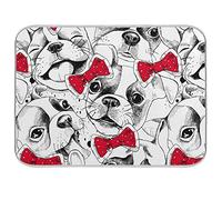 French Bulldog With Red Ties Seamless Dish Drying Mat for Kitchen Absorbent Microfiber Pad Heat-resistant Drainer Mats Countertops Sinks Protector 16"x18"