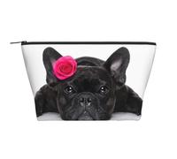 French Bulldog with Rose, Toiletry Pouch Makeup Bag Cosmetic Bag Portable Travel Toiletry Bag