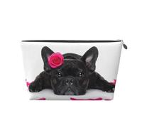 French Bulldog with Rose, Toiletry Pouch Makeup Bag Cosmetic Bag Portable Travel Toiletry Bag