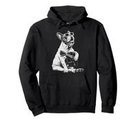 French Bulldog with Sunglasses Guitar Player Dog Guitarist Pullover Hoodie