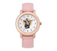 French Bulldog Women's Wrist Watch Easy Reader with Leather Strap Analog Display Wonderful Ladies Gifts