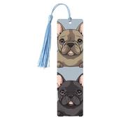 French Bulldog Wooden Bookmark 5pcs for Book Lovers,DIY Wood Craft Bookmarks with Colorful Tassels Wooden Gift Tags Labels OrnamentsUnusual Gift for Men Women