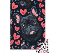 French Bulldog Wooden Jigsaw Puzzles 1000 Pieces Jigsaw Creative Rectangular Large Family Puzzle Game Artwork for Adults Teens 1000pcs (75x50cm)
