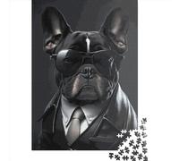 French Bulldog Wooden Jigsaw Puzzles 1000 Pieces Jigsaw Creative Rectangular Large Family Puzzle Game Artwork for Adults Teens 1000pcs (75x50cm)
