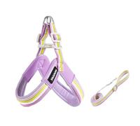 French Bulldog Y-shaped harness and leash set, 1.4m lightweight anti-pull harness, soft padding fuchsia M