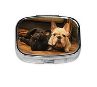French Bulldog1,Meta Pill Box 2 Compartment Medicine Case,Portable Organizer