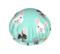French Bulldog1 Print Soft Lined Shower Cap, Double Layer Washable Wide Elastic Band Hair Shower Cap For Bath