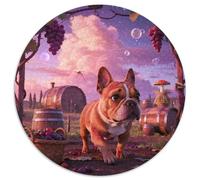 French Bulldog1000 Pieces Round Jigsaw Puzzles Pet DogCreative Jigsaw Puzzles Adults And Kids Difficult Jigsaw Puzzles1000pcs (67.5x67.5cm)