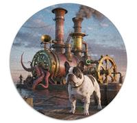 French Bulldog1000 Pieces Round Jigsaw Puzzles Pet DogCreative Jigsaw Puzzles Adults & Kids Difficult Challenging1000pcs (67.5x67.5cm)