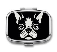 French Bulldog3 Pill Box Medicine Pill Organizer Small Pill Case Travel Pill Container Portable Pill Case for Pocket 2 Compartment Pill Holder Pill Boxes for Travel