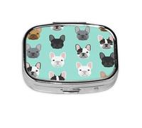 French Bulldogs French Bulldog,Meta Pill Box 2 Compartment Medicine Case,Portable Organizer