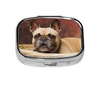 French Bulldogs Mall Puppy Brown Little Dogs,Meta Pill Box 2 Compartment Medicine Case,Portable Organizer,Rectangle Meta Portable Organizer Pill Box 1232 Compartment Medicine Case