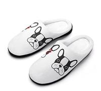 French Bulldogs Mens Cotton Slippers Winter Warm Home Slippers Non-Slip Bedroom Shoes 9-10(42-43)