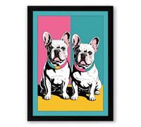 French Bulldogs Pop Modern Framed Wall Art Print A1 (84.1×59.4cm) Black, Wall Decor for Living Room, Bedroom, Office & Home, Ready to Hang, Art Gift