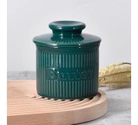 French Butter Crock for Counter, Ceramic Butter Dish with Lid for Spreadable Butter, Ribbed Butter Keeper with Embossed Water Line, Housewarming Gifts, Vintage Kitchen Decor & Kitchen Essentials