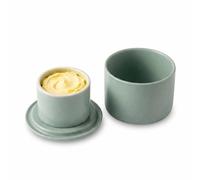 French Butter Dish with Lid, Porcelain Butter Crock for Counter, Ceramic Butter Keeper with Water Line for Fresh & Spreadable Soft Butter, Elegant Matte Sage Green Reactive Glaze Kitc 10x9cm