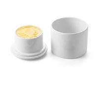 French Butter Dish with Lid, Porcelain Butter Crock for Counter, Ceramic Butter Keeper with Water Line for Fresh & Spreadable Soft Butter, Elegant Glossy White Kitchen Decor, Holiday Gift
