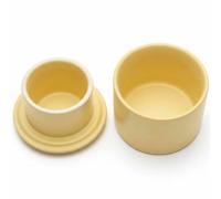 French Butter Dish with Lid, Porcelain Butter Crock for Counter, Ceramic Butter Keeper with Water Line for Fresh & Spreadable Soft Butter, Elegant Matte Butter Yellow Kitchen Decor, Holiday Gift10x9cm