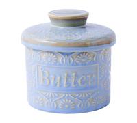 French Butter Keeper With Lid - Ceramic Countertop Crock in Light Blue