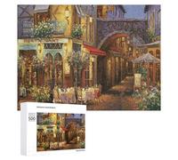 French Café Evening Scene -1, 500 PCS Decorative Jigsaw for Grown-Ups, Gift for Winter Evenings, for Mindful Indoor Entertainment