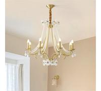 French Candle Brass Crystal Chaner LED Amen Luxury Living Room Restaurant Bedroom Study Villa Hotel Bar Cafe Pendant Lamp (H 3 Lights) (G 4 Lights)