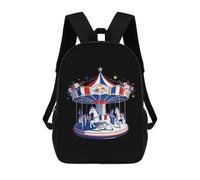French Carousel Classic Mens Backpack Womens 17 Inch Shoulder Bag