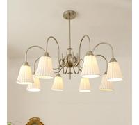 French Ceramic Living Room Chandelier, Retro Restaurant Chandelier, Ceramic Pendant Light, Vintage Dining Room Lighting, French Farmhouse Chandelier,Chrome,8 heads