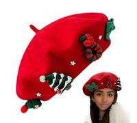 French Christmas Hat,Christmas Theme Wool Berets for Women | Warm Beanie Hat Wool Beret Party Beanie Winter Hats for Ladies Girls for Christmas and New Year Holidays