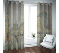 French City Streets Blackout Curtains Boulevard De Clichy Thermal Window Drapes for Living Room Bedroom Small Apartments Noise Reducing W48xL72in 2 Panels