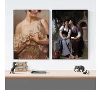 French Classic Retro Lesbian Women flower Poster Print Wall Art Pictures Canvas Oil Painting Living Room Bedroom Home Decor 70x100cm-2pcs Frameless
