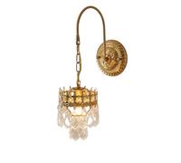 French Classics Decorative Crystal Wall Sconces,Antique Brass Decoration Lamp Light with E14 Socket for Living Room Bathroom Bedroom and Hallway T-155