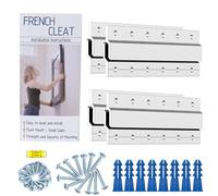 French Cleat Hanger 6 Inch Heavy Duty- 4 Pack - Picture, Mirror, Whiteboard, Cabniet, Shelf, Pallet or Panel Interlocking Wall Mounting Bracket - Aluminum Z Bar Clip Hanger Supports 60 lbs