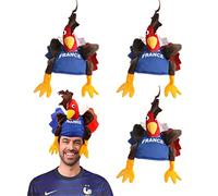 French Cockerel Hat - Pack of 3 - France Fancy Dress - Football, Rugby - Perfect for Sporting Events, Bastille Day Street Parties, Festivals and Celebrations
