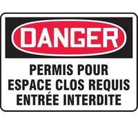 French Confined Space - Permit Required - Do Not Enter OSHA Danger Sign, Aluminum 10" x 14", Made in USA - AccuformNMC, FRMCSP026VA