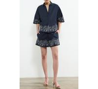 French Connection Alissa Cotton Popover Navy/white size M | Outlet | Women | Blue M