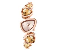 French Connection Asymra Sunray Dial with Crystal Bracelet Analog Watch for Women, Gold, Luxury