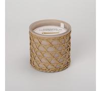 French Connection Scented Jar Candle Woven Rattan Bergamot & Jasmine Long-Lasting Luxury Home Fragrance Gift in Beige | Size: Large French Connection Beige Large