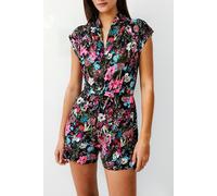 French Connection Blossom Hibiscus Vee Playsuit Black size 6 | Bodies Outlet | Women | Black 6