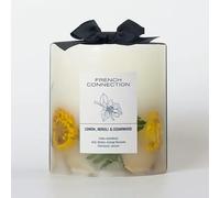 French Connection Scented Candle Botanical Pillar Candle | Aromatherapy Candles Gifts for Women & Men- (660g/50hr) Burn Time | Long-Lasting Large Candle Housewarming Gift (Lemon & Cedarwood)