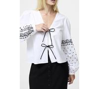 French Connection Cambria Cott Floral Tie Shirt Linen White/black size 16 | Longsleeves Outlet | Women | White 16