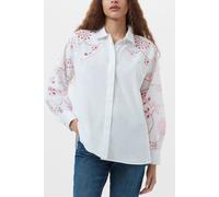 French Connection Cambria Cotton Embroidered Shi Linen White/bubblegu size S | Button-Down Shirts Outlet | Women | White S