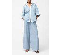 French Connection Cambria Stripe S/s Shirt Linen White/sky Blue size S | Wide Pants Outlet | Women | White S