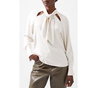 French Connection Carmen Crepe Tie Blouse Classic Cream size S | Blouses Outlet | Women | White