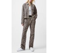 French Connection Charlie Printed Denim Jacket Leopard Sand Multi size XL | Denim Jackets Outlet | Women | Blue XL