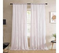 French Connection - Charter Crushed, Window Curtain, Set of 2 Panels, Semi Sheer, Modern Home Decor, Drapes for Living Room, Dining Room, Bedroom, Dorm, Measures 50" x 84", Creamy White