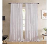 French Connection - Charter Crushed, Window Curtain, Set of 2 Panels, Semi Sheer, Modern Home Decor, Drapes for Living Room, Dining Room, Bedroom, Dorm, Measures 50" x 108", Creamy White