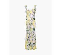 French Connection Chiffon Floral Square Neck Midaxi Column Dress Yellow Mix