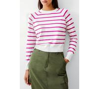 French Connection Core Raglan Stripe Crew Ivory/wild Rosa size L | Sweaters Outlet | Women | White L