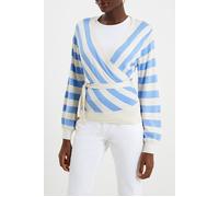 French Connection Core Wrap Stripe Cornflower / Ecru size XS | Cardigans Outlet | Women | Brown XS