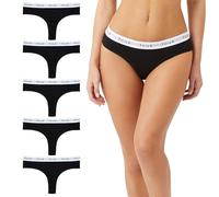 French Connection Cotton Thongs For Women - Pack of 5 Ladies Thongs - Soft, Stretchable, and Comfortable Knickers (Small)